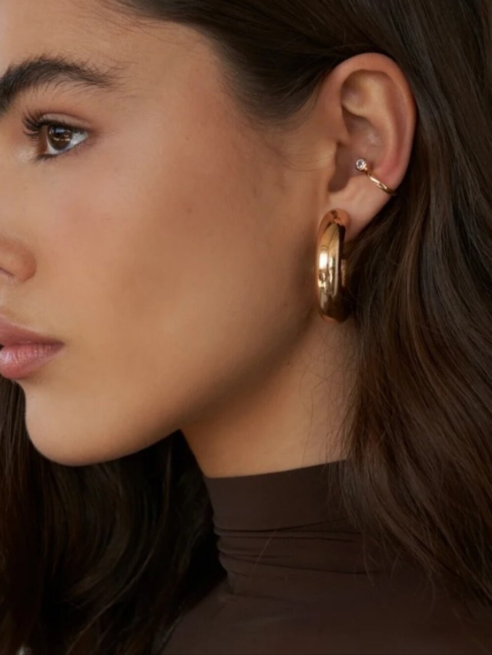 Lili Claspe Medium Sloane Hoops Earrings 14k Goldplated New